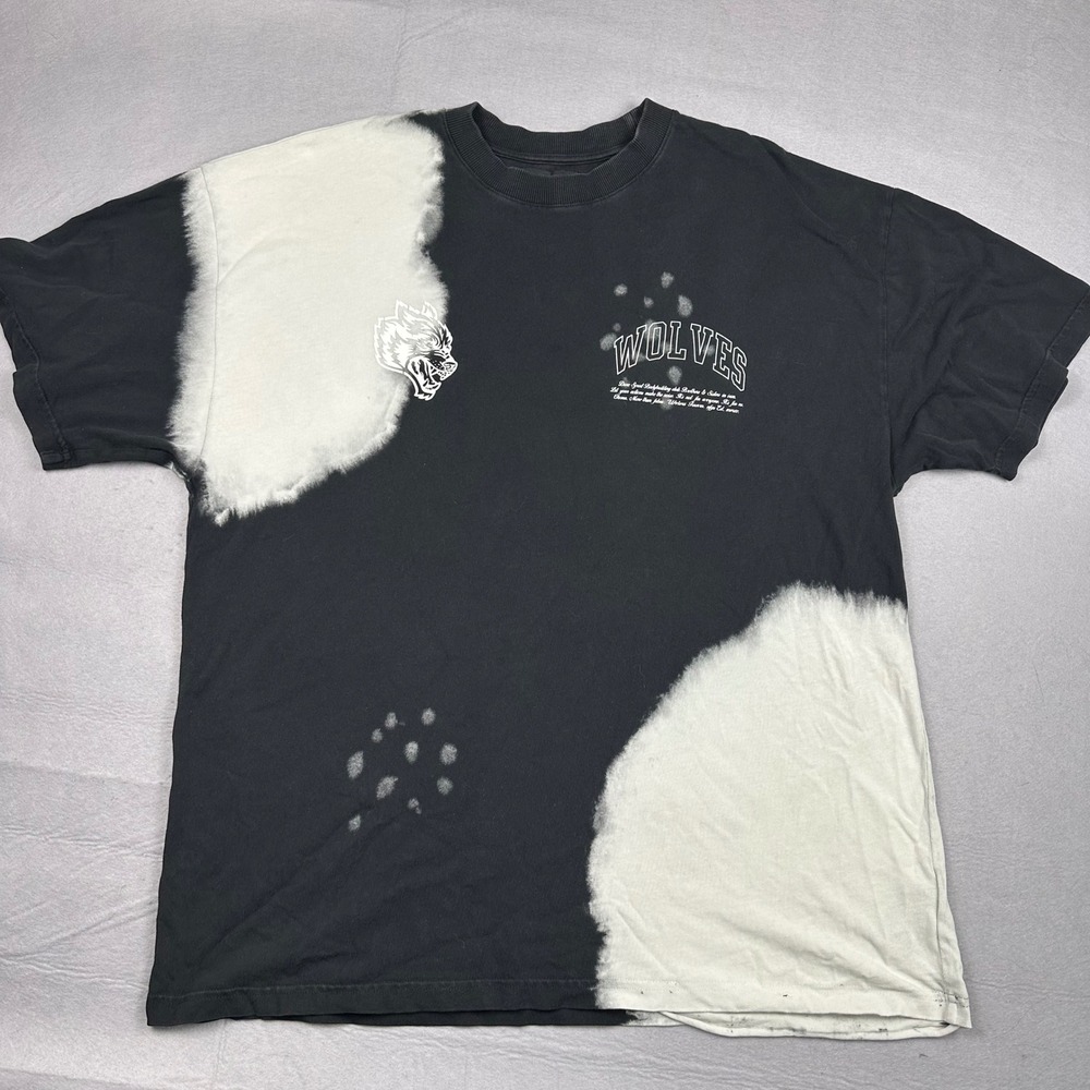Darc Sport Wolves Club T-Shirt Black White Bleach Wash Limited 139/1000 Large
